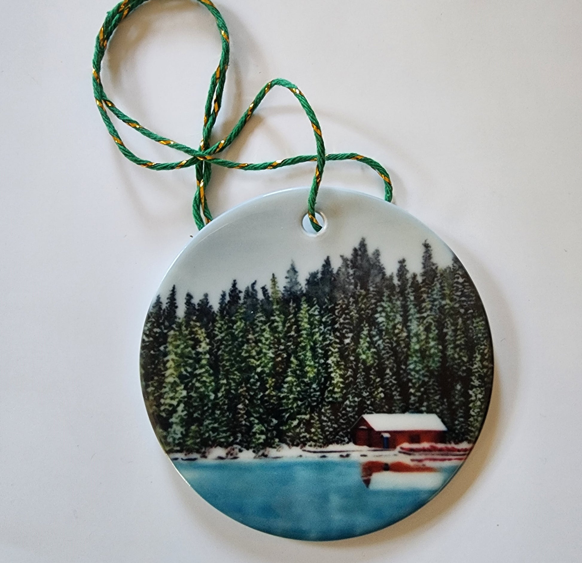 Lake Louise Boathouse Ceramic Ornament