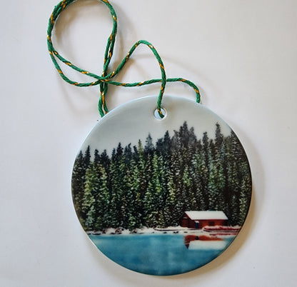 Lake Louise Boathouse Ceramic Ornament
