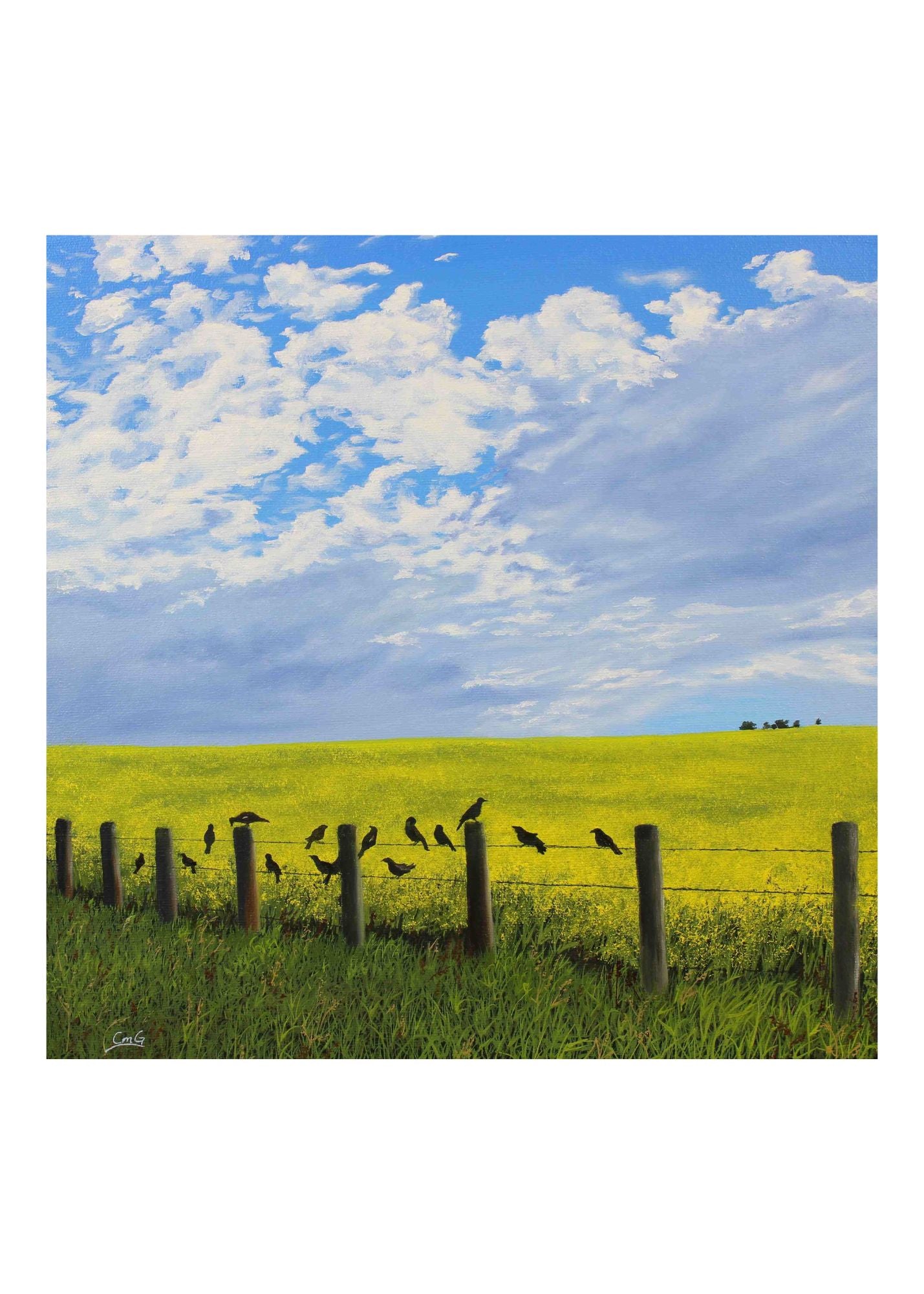 Blackbird Chorus Original Art Greeting Card