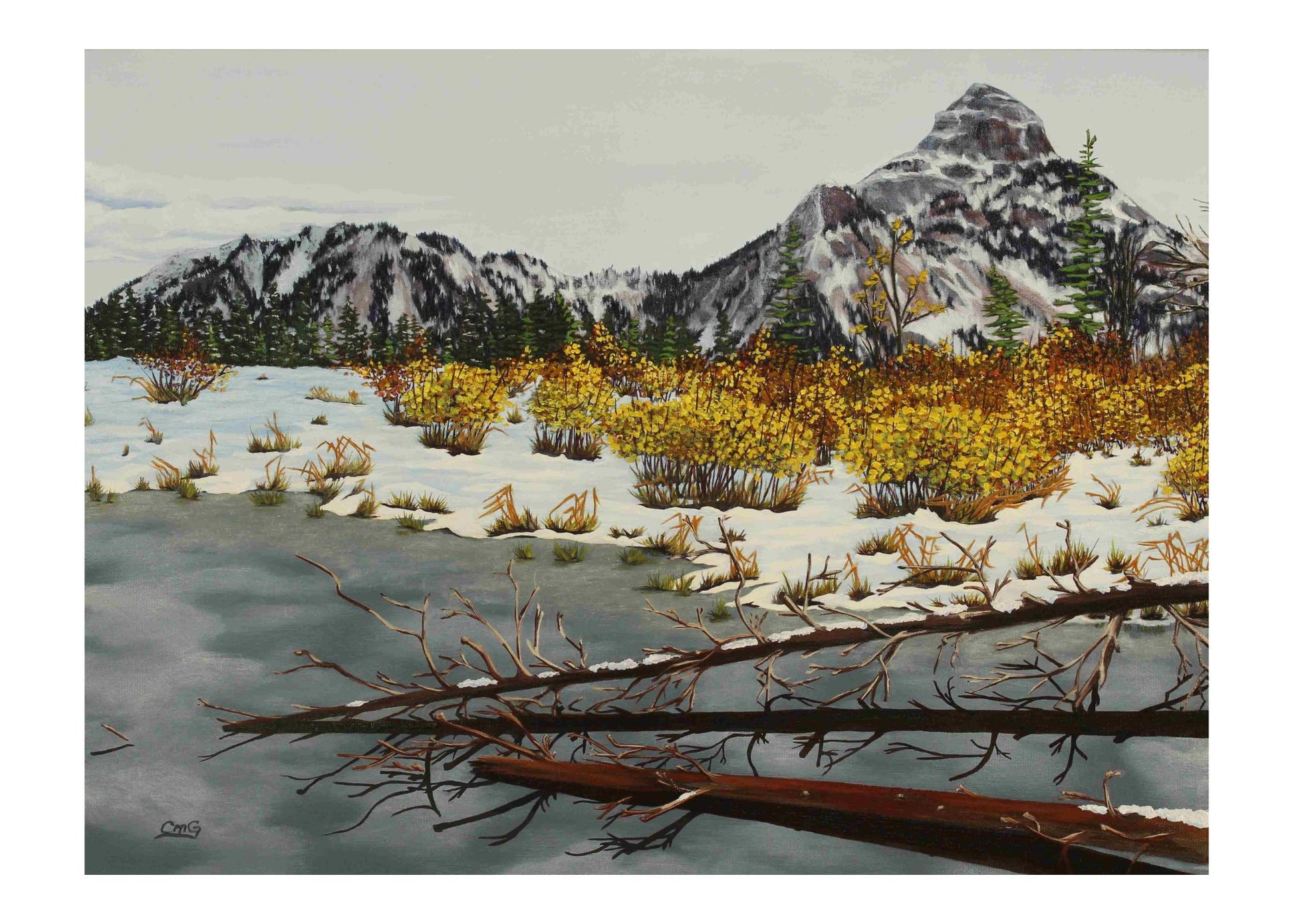 Exshaw First Snow Original Art Greeting Card